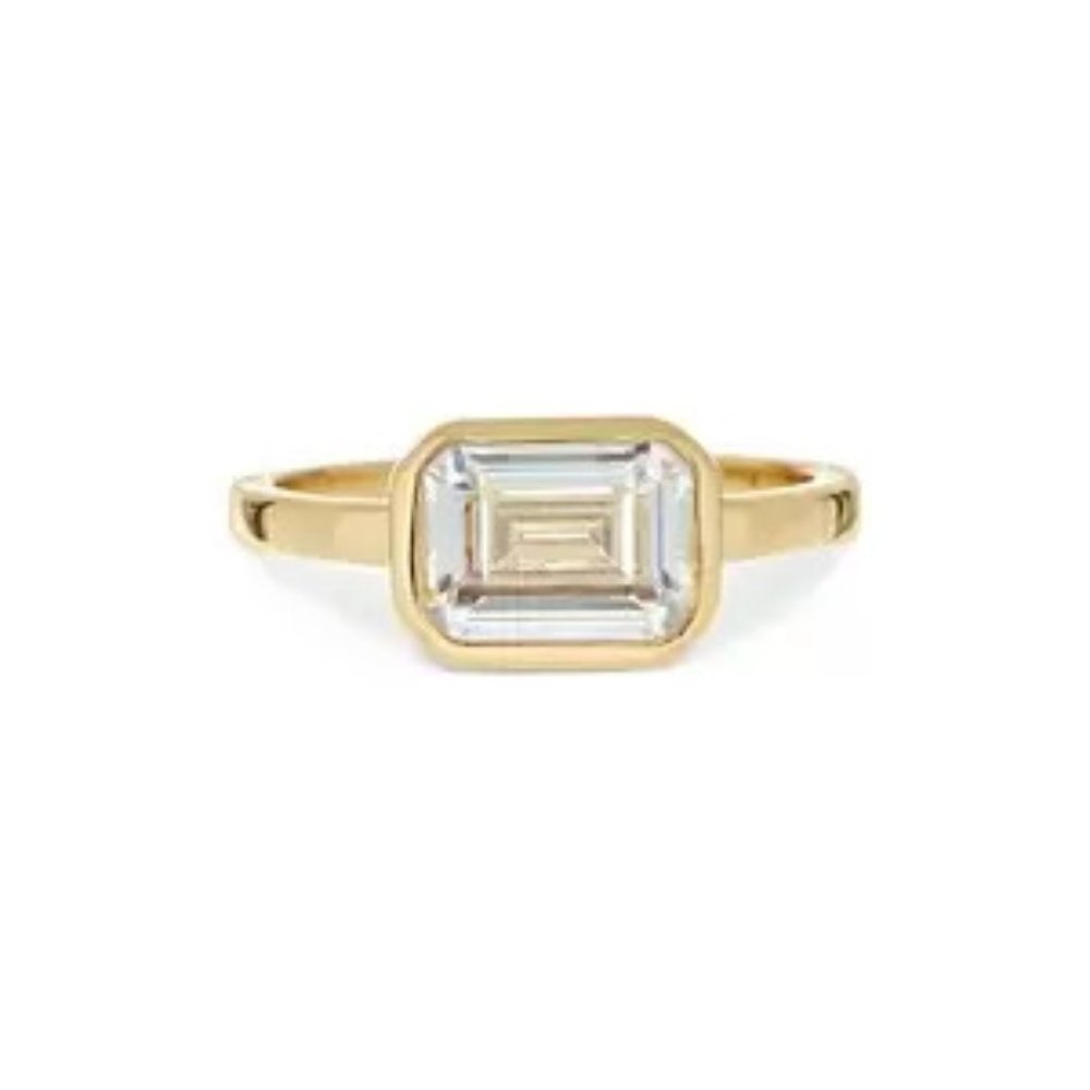 LUV AJ BRIGITTE BEZEL RING GOLD TONE